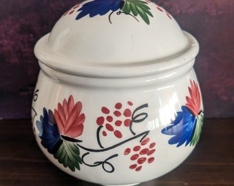 Vintage Portmeirion Welsh Dresser Sugar Bowl with Lid Angharad Menna, Portmeirion Vintage lidded round floral jar