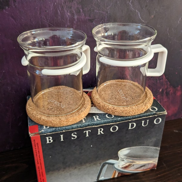 Vintage Bodum Tea Glasses Bistro Duo UNUSED & BOXED, Tea lover addict glass drinkware Gift Idea