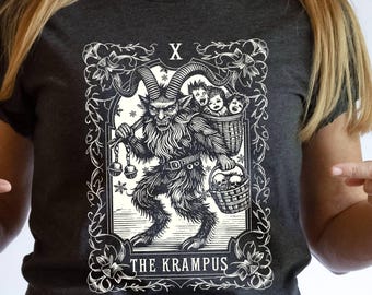 The Krampus Tarot Card Goth Christmas Shirt,Scary Horror Christmas Shirt, Spooky Christmas Krampus Shirt, Dark Christmas Humor, Witchy Black
