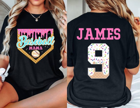 Custom Baseball Drip Mama Shirt, Retro Team Mom T Shirt, Personalized Ice Cream Drip Mom Tee,Mother's Day Gift,Name & Number Jersey