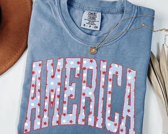 Comfort Colors© Retro America 4th Of July Shirt  Fourth of July USA T-shirt  Oversized Independence Day Gift Aesthetic Patriotic Shirt