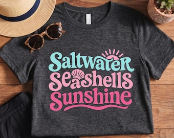 Saltwater Seashells Sunshine Shirt, Summer Vacation Tee