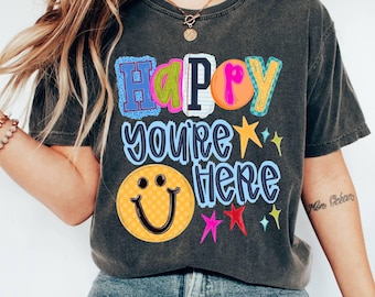 Comfort Colors© Happy To See Your Face Teacher Shirt, Back to School Gift, Brushstroke Teacher Life Back to School  Elementary Teacher