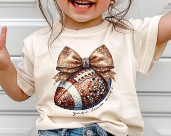 Personalized  Kids Football Bow Shirt,Toddler Football Shirt,Sister Football Shirt,Cute Girl Cheer School Spirit Tee,Coquette Football Shirt