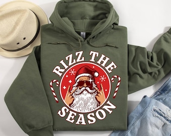 Rizz the Season Hoodie, Rizzler Santa Claus Hoodie, Merry Rizzmas Hoodie, W Rizz Christmas Hoodie, Rizz em Hoodie,Rizzler Hoodie,Funny Santa