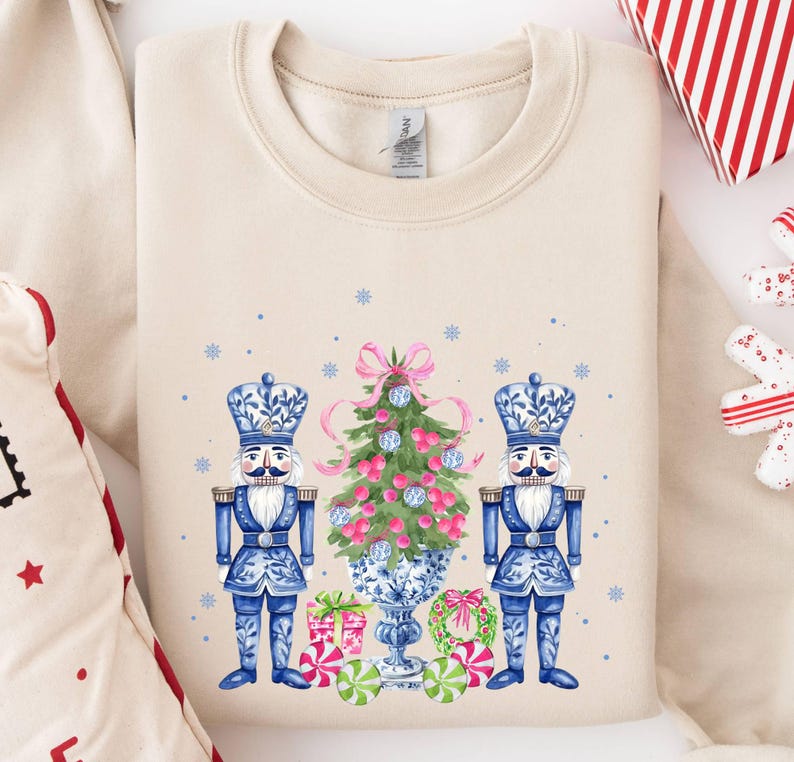 Chinoiserie Nutcracker Christmas Sweatshirt, Nutcracker Sweater for Women, Christmas Gift, Cute Nutcracker Mom Funny Nutcracker Ballet Sweat image 2