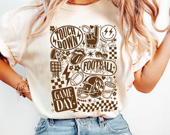 Comfort Colors Football Vibes T-Shirt: Retro Game Day Shirt