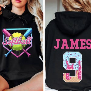 Personalized Softball Drip Mom Hoodie, Gift for Mom,ice cream drip Mother&#39;s Day Gift,Customized Softball Mom Hoodie,Team Mom softball jersey