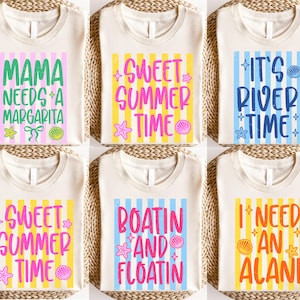 Custom Striped Summer Shirt, Retro Beach Life Tshirt, Lake Pool River, Summer Break, Mama Needs A Margarita, It's River Time
