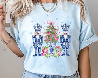 Chinoiserie Nutcracker Christmas Comfort Colors Shirt, Retro Nutcracker Ballet Tee for Women, Xmas Gift