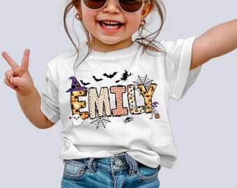 Personalized Kids Name Halloween Shirt, Halloween Kids Shirt, Toddler Spooky Tee, Halloween Shirt with Name,Toddler Boy Girl Halloween Shirt