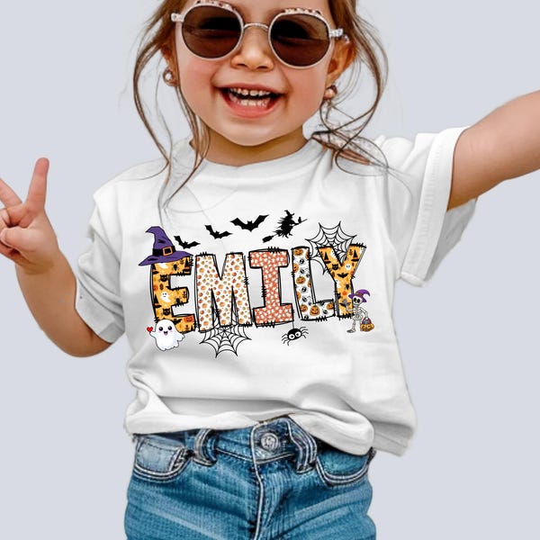 Personalized Kids Name Halloween Shirt, Halloween Kids Shirt, Toddler Spooky Tee, Halloween Shirt with Name,Toddler Boy Girl Halloween Shirt