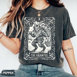 Comfort Colors© The Krampus Tarot Card Goth Christmas Shirt,Scary Horror Christmas Shirt,Spooky Christmas Krampus Shirt,Dark Christmas Humor