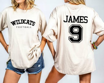 Custom Football Team Name Number Comfort Colors Shirt