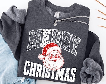 Merry Christmas Santa Sweatshirt, Santas Favorite Womens Xmas Sweater Crewneck, Funny Festive Holiday Gift