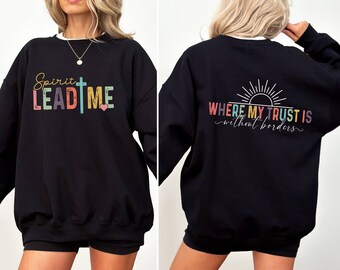 Spirit Lead Me Crewneck Sweatshirt, Retro Christian Bible Verse, Trendy Religious Women Sweater