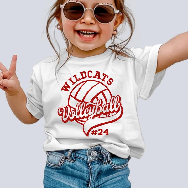 Personalized Kids Volleyball Team Shirt, School Mascot Tee