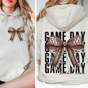 Coquette Bow Gameday Hoodie,Football Mom Hoodie,Sports Mama Gift,Nana Fall Football Hoodie,Football Time Hoodie,Football Lover Coquette Gift