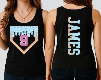 Personalized Baseball Drip Tank Top, Birthday Gift, Sports Team Shirt