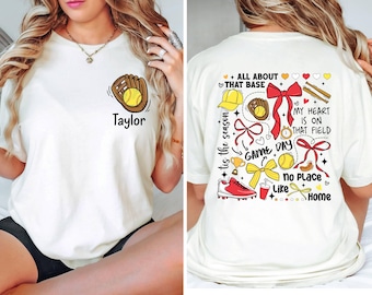 Custom Softball Mom Shirt, Coquette Bow, Mama Sport Tee