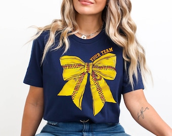 Custom Softball Bow Shirt,Softball Mom Gift Shirt,Coquette Softball Cheeer Mom Shirt,Gameday Shirt,Fall Softball Season Tee,Girls Bow Shirts