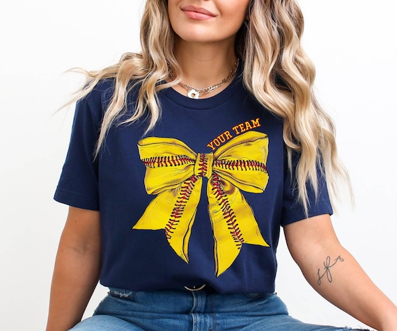 Custom Softball Bow Shirt,Softball Mom Gift Shirt,Coquette Softball Cheeer Mom Shirt,Gameday Shirt,Fall Softball Season Tee,Girls Bow Shirts