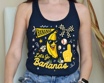 Funny Banana Baseball Tank, Hip Hop Banana Tank Top, Sports Team Mascot Tee, Baseball Mom Shirt, Baseball Lover Fan Gift