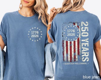 Camiseta Comfort Colors© del 250 aniversario de Estados Unidos, camiseta de EE. UU. 1776–2026, camiseta del 250 aniversario, regalo del Día de los Caídos con la bandera patriótica