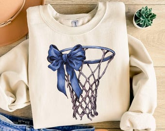 Coquette Basketball Sweatshirt, Basketball Mom Sweatshirt, Basketball Coquette Bow Sweatshirt,Sport Mom Gift,Basketball Lover Gift, Game Day