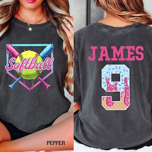 Comfort Colors© Personalized Softball Drip Mom Shirt, Gift for Mom, ice cream drip tee, Mother&#39;s Day Gift,Custom Softball Mom Shirt,Team Mom