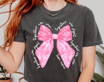 Comfort Colors Pink Bow Breast Cancer Awareness Shirt