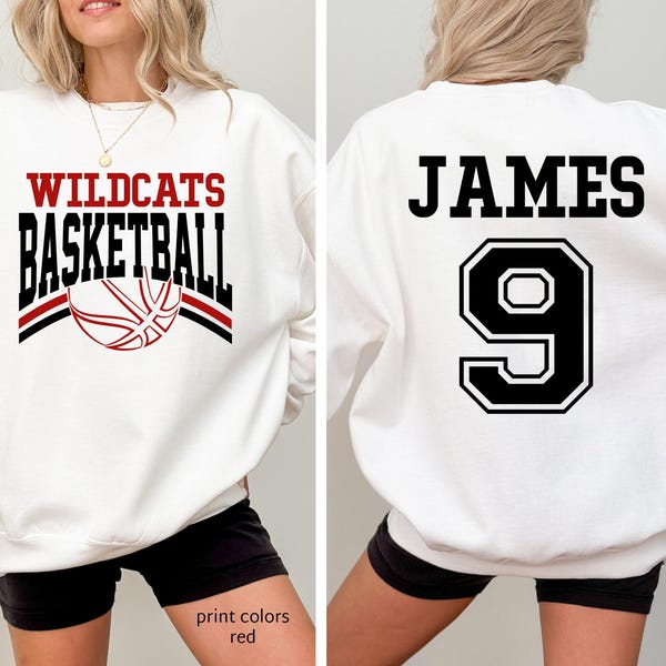 Custom Basketball Sweatshirt, Personalized Team Name & Number Basketball Mom Sweater Game Day Shirt Gift High School Cheer Jersey