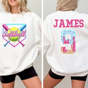 Personalized Softball Drip Mom Sweatshirt, Gift for Mom, ice cream drip Mother&#39;s Day Gift,Custom Softball Mom Sweat,Team Mom softball jersey