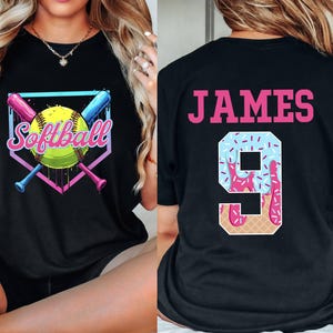 Personalized Softball Drip Mom Shirt, Gift for Mom, ice cream drip tee, Mother&#39;s Day Gift, Customized Softball Mom Shirt,Team Mom T Shirt