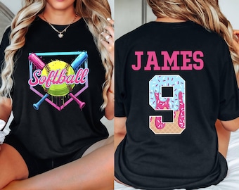 Personalized Softball Drip Mom Shirt, Gift for Mom, ice cream drip tee, Mother's Day Gift, Customized Softball Mom Shirt,Team Mom jersey