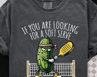 Comfort Colors© Soft Serve Pickleball Joke T-Shirt: Funny Angry Pickle Fan Game Day Tee