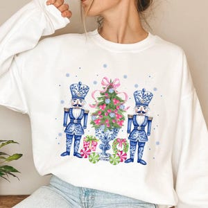 Chinoiserie Nutcracker Christmas Sweatshirt, Nutcracker Sweater for Women, Christmas Gift, Cute Nutcracker Mom Funny Nutcracker Ballet Sweat image 1