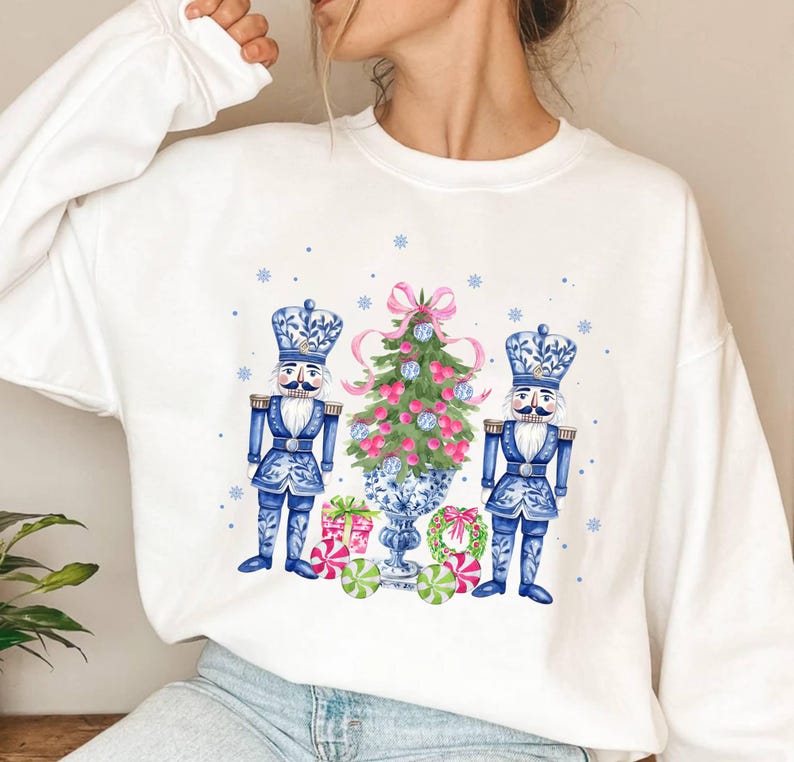 Chinoiserie Nutcracker Christmas Sweatshirt, Nutcracker Sweater for Women, Christmas Gift, Cute Nutcracker Mom Funny Nutcracker Ballet Sweat image 1
