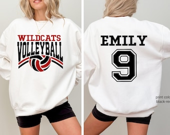 Custom Volleyball Team Name & Number Sweatshirt Volleyball Mom Sweatshirt Game Day Team Sweatshirt Gift for Mom High School Cheer Sweater