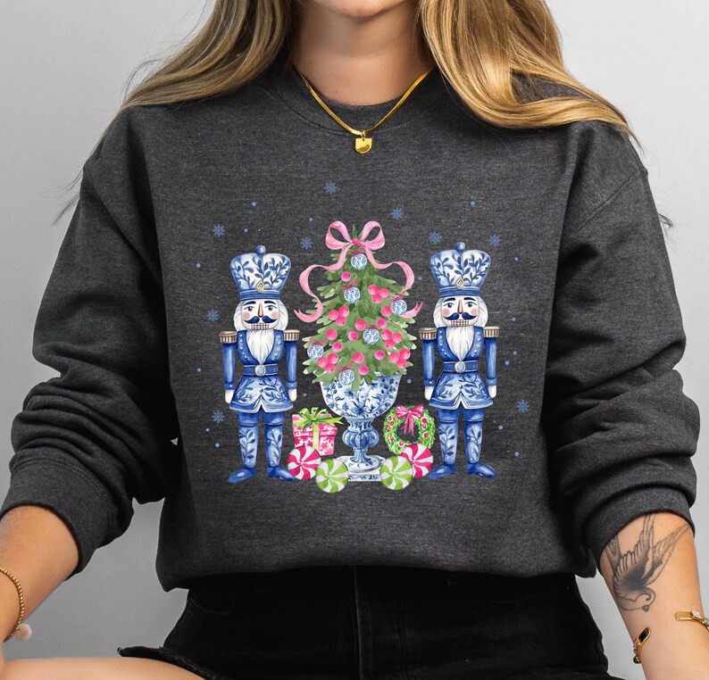 Chinoiserie Nutcracker Christmas Sweatshirt, Nutcracker Sweater for Women, Christmas Gift, Cute Nutcracker Mom Funny Nutcracker Ballet Sweat image 5