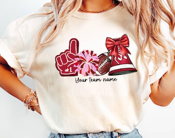 Comfort Colors Custom Football Bow Shirt, School Spirit Tee
