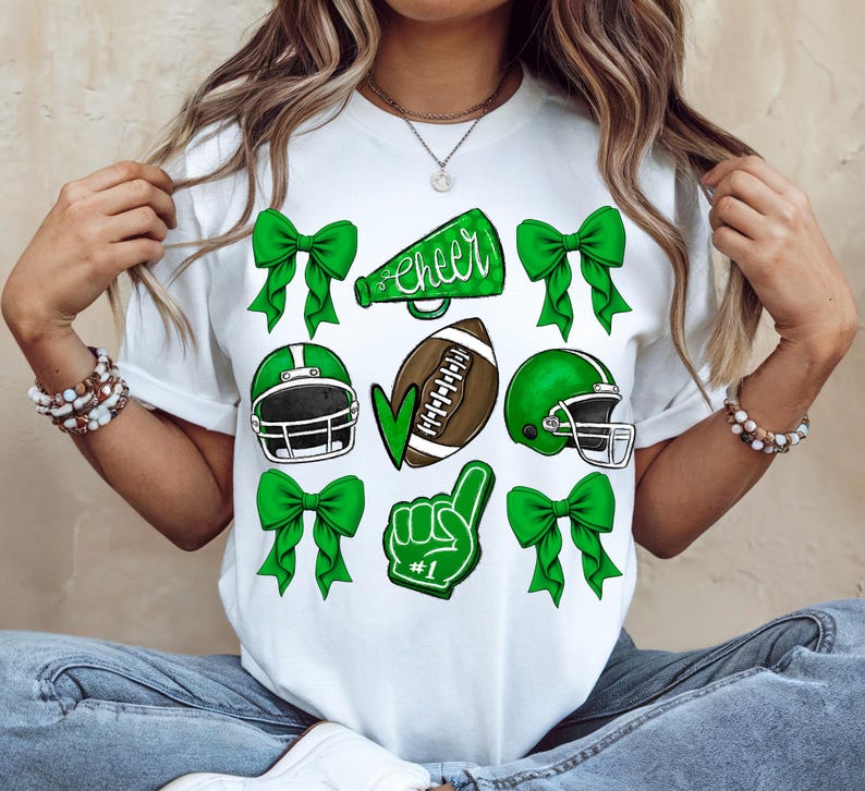 Camiseta personalizada de fútbol americano con lazo, camiseta de mamá animadora de fútbol americano, camiseta de mascota de animadora Coquette, camiseta con nombre de mascota escolar, mamá animadora imagen 7