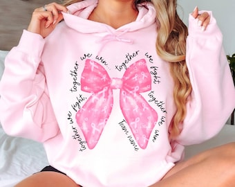 Custom Pink Bow Breast Cancer Awareness Hoodie