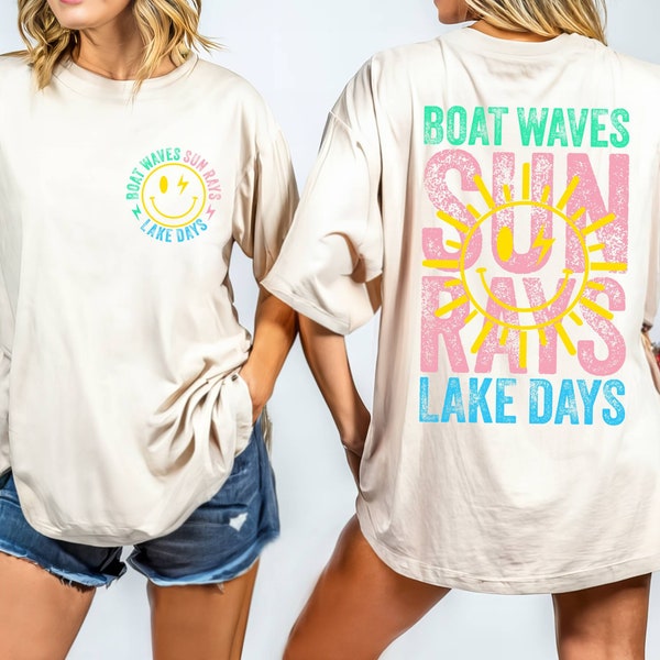 Boat Waves Sun Rays Lake Days Comfort Colors Shirt, Retro Summer Shirt, Retro Summer Shirt, Lake Life Shirt,Lake Vacation Shirt,Beach Shirt