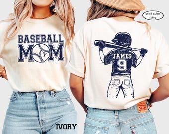 Personalized Baseball Mom Comfort Colors Shirt, Baseball Player Graphic Choice Mama Tee, Name Number Baseball Gameday Gift for Mom Dad