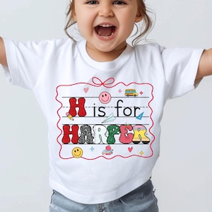 Personalized Kids Name Back To School T-Shirt, Custom Toddler First Day of School Tee Kindergarten Shirt With Name, First Day School Outfit