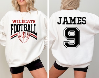 Custom Football Team Name & Number Sweatshirt Football Mom Sweatshirt Football Team Sweatshirt Game Day Sweatshirt Gift for Mom High School