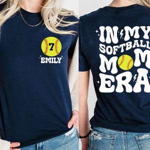 Personalized Softball Mom Shirt, Custom Softball Name and Number Shirt,Softball Mama T Shirt,Customized Softball Team T-Shirt Mom Gift Shirt