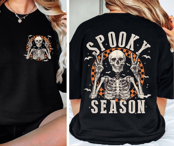 Retro Halloween Skeleton Sweatshirt, Spooky Season Party Tee