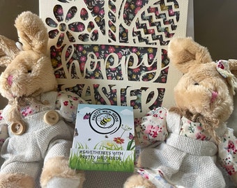 Easter Bunnies, Card and Wild Flower Gift Bag